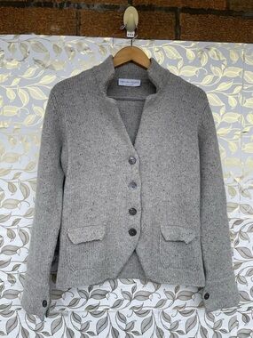 Fabiana Filippi Italy Cashmere Silk Wool Cardigan Gray XXL (Fits Small/L)